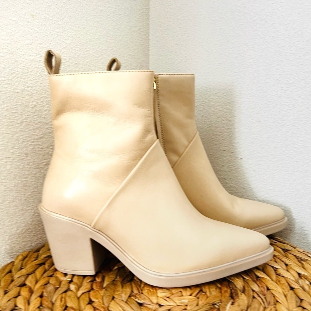 SEYCHELLES Booties SHINING STAR LEATHER POINTED TOE MID-CALF BOOTS cream ivory - Picture 7 of 7